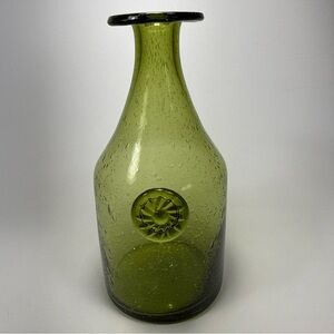Olive Green Bubble Glass Bottle Vase